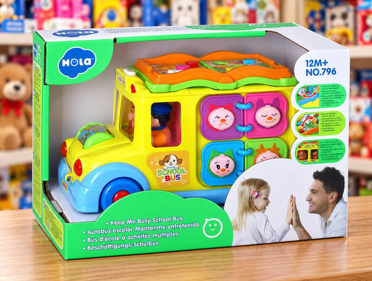 اسباب بازی اتوبوس مدرسه موزیکال هولی تویز (Huile Toys) کد 796