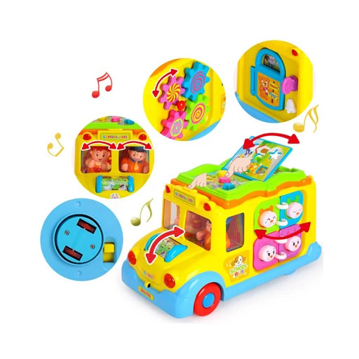 اسباب بازی اتوبوس مدرسه موزیکال هولی تویز (Huile Toys) کد 796