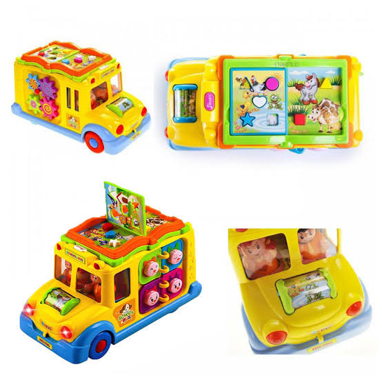 اسباب بازی اتوبوس مدرسه موزیکال هولی تویز (Huile Toys) کد 796