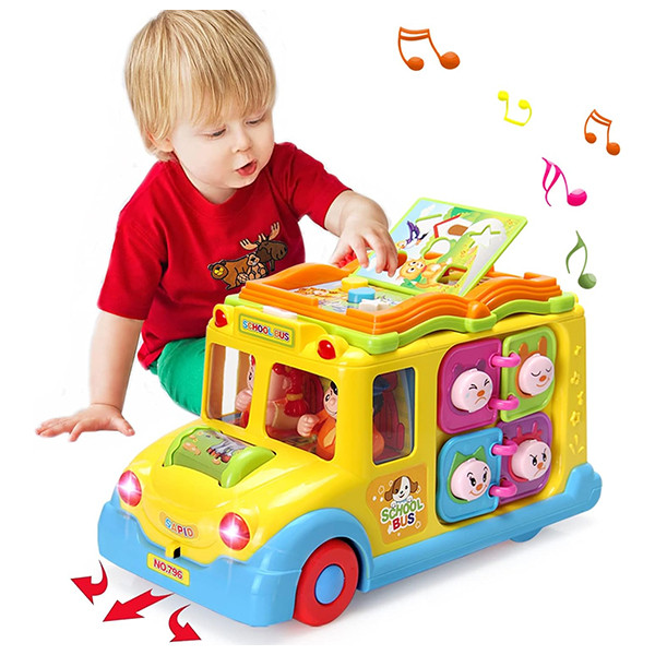 اسباب بازی اتوبوس مدرسه موزیکال هولی تویز (Huile Toys) کد 796